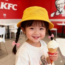 Topi Bucket Anak Cotton Fisherman Hat Lucu Topi Nelayan Simple Estetik Nyaman dan Stylish untuk Harian