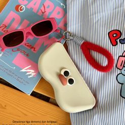 Sarung Kacamata Silikon Lucu Cartoon Glasses Case Karakter Portable dengan Tali Gantung