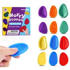 Mainan Sensorik Batu Tekstur Silikon 6 PCS untuk Anak, Batu Sensorik Silikon Edukatif untuk Melatih Fokus Anak