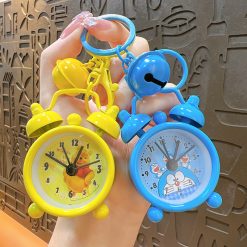 Gantungan Kunci Mini Jam Weker Metal untuk Tas Sekolah dan DIY