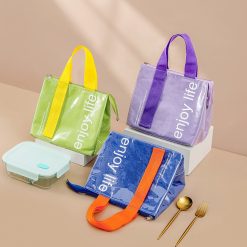 Tempat Bekal Makan Lucu & Tahan Air, Wadah Bekal Makan Waterproof Berinsulasi - Desain Warna Cerah, Motif Unik, dan Lapisan Insulasi untuk Kantor, Sekolah, dan Piknik