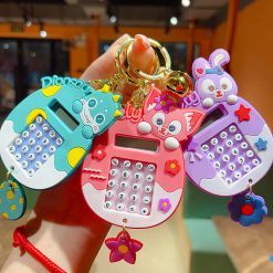 Gantungan Kunci Kalkulator Mini Karakter Lucu LED