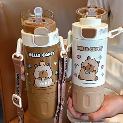 Botol Minum Tahan Panas Dingin Karakter Kapibara Lucu Stainless Steel 480ml Insulated Cute Capybara Vacuum Flask Water Bottle