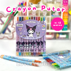 Crayon 12 Warna Spiral Pendek Panjang Anti Kotor Untuk Anak, Krayon Putar