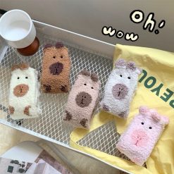 Kaos Kaki Bulu Halus Motif Capybara Lucu 3D Premium Kaos Kaki Tidur Tebal Hangat Gaya Kapibala