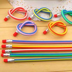Pensil Lentur Warna-Warni Lucu / Flexible Rubber Pencil dengan Penghapus – Mainan & Alat Tulis Anak