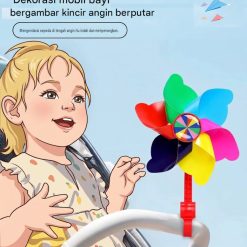 Kincir Angin Mainan Anak Bebek Pelangi Motif Garis 2 Tiang Panjang Pendek Aksesoris Sepeda Skuter Stroller