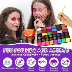 Lukisan Lucu Lintas Batas Lukisan Wajah Manusia Baru Pigmen Payet Warna Wajah Templat Kuas Lukisan Set Halloween