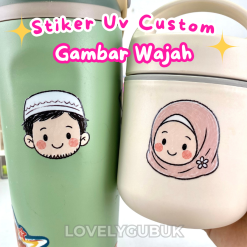 Stiker UV DTF Karakter Keluarga Waterproof Sticker Wajah Lucu untuk Tumbler Botol Gelas Lunch Box