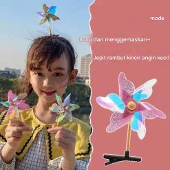 Jepit Rambut Kincir Angin Anak Motif Bunga Warna-Warni Aksesori Rambut Lucu