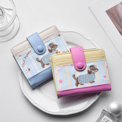 Dompet Mini Wanita Dachshund Card Holder Koin Fashion Terbaru Slim Elegan