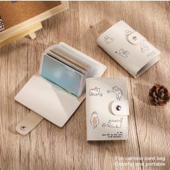 Dompet Kartu Anak Kucing Sederhana, Dompet ID Kecil Wanita Lucu, Tempat Kartu Slot Multi Kartu Kapasitas Besar