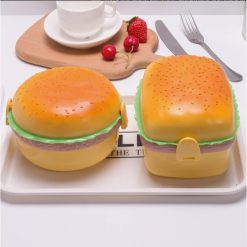 Kotak bekal burger hamburger roti buah anak, Lunch box snack box TK