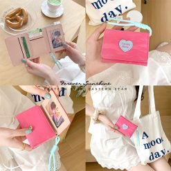 Dompet Wanita Tali Gantung Pendek Korea INS Motif Hati