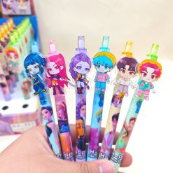 PPulpen Gel Karakter Kartun, Retractable Pena Tulis Siswa Sekolah Alat Tulis Lucu