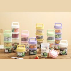 Double layer Plastic Food Container, 4in1 Wadah Salad, Double Deck Salad Box