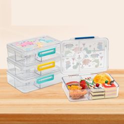 Lunch Box Transparan Bahan Tritan, Kotak Bekal Anak Perempuan dan Laki laki — Kotak Makan Portable untuk Anak, Pelajar, Bisa Microwave & Tahan Panas