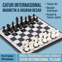 Set Catur Magnetik Lipat Portable Premium Anak Sekolah Turnamen