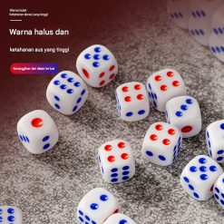 Dadu Plastik Akrilik Mainan Dadu Putih Bintik Merah Biru Aneka Permainan Anak Board Game DIY Craft