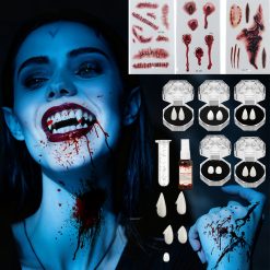 Set Gigi Palsu Zombie Halloween Stiker Tato Prank Gokil