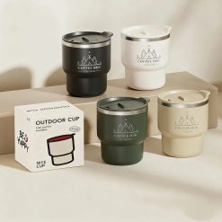 Tumbler Kopi Stainless Steel 304 Bertutup, Tumbler Stainless Steel 304 400ml Double Wall Insulated – Mug Kopi & Susu Anti Tumpah